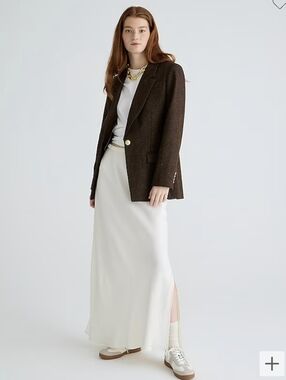 JCrew Willa Wool Blazer In Brown Herringbone